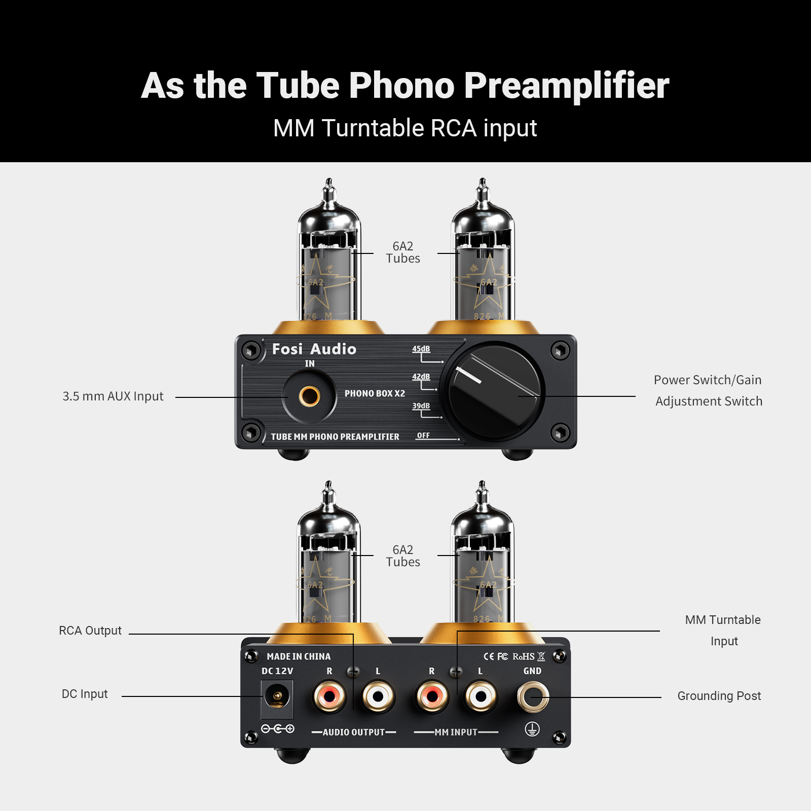 Fosi Audio Box X2 Phono Preamplifier - View 6