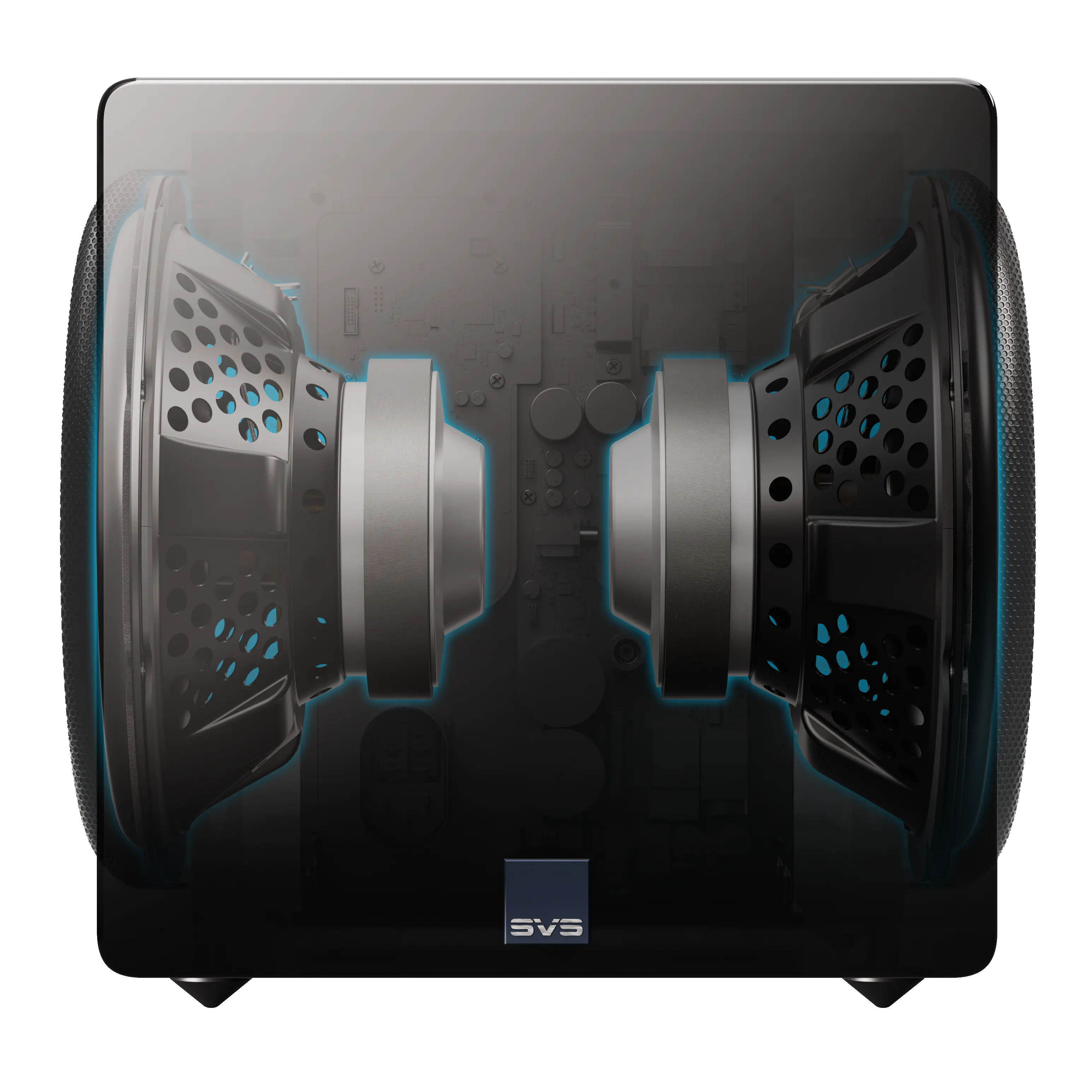 Massive Output with Musical Refinement. Force-Balanced Dual Opposing 9-inch Drivers.