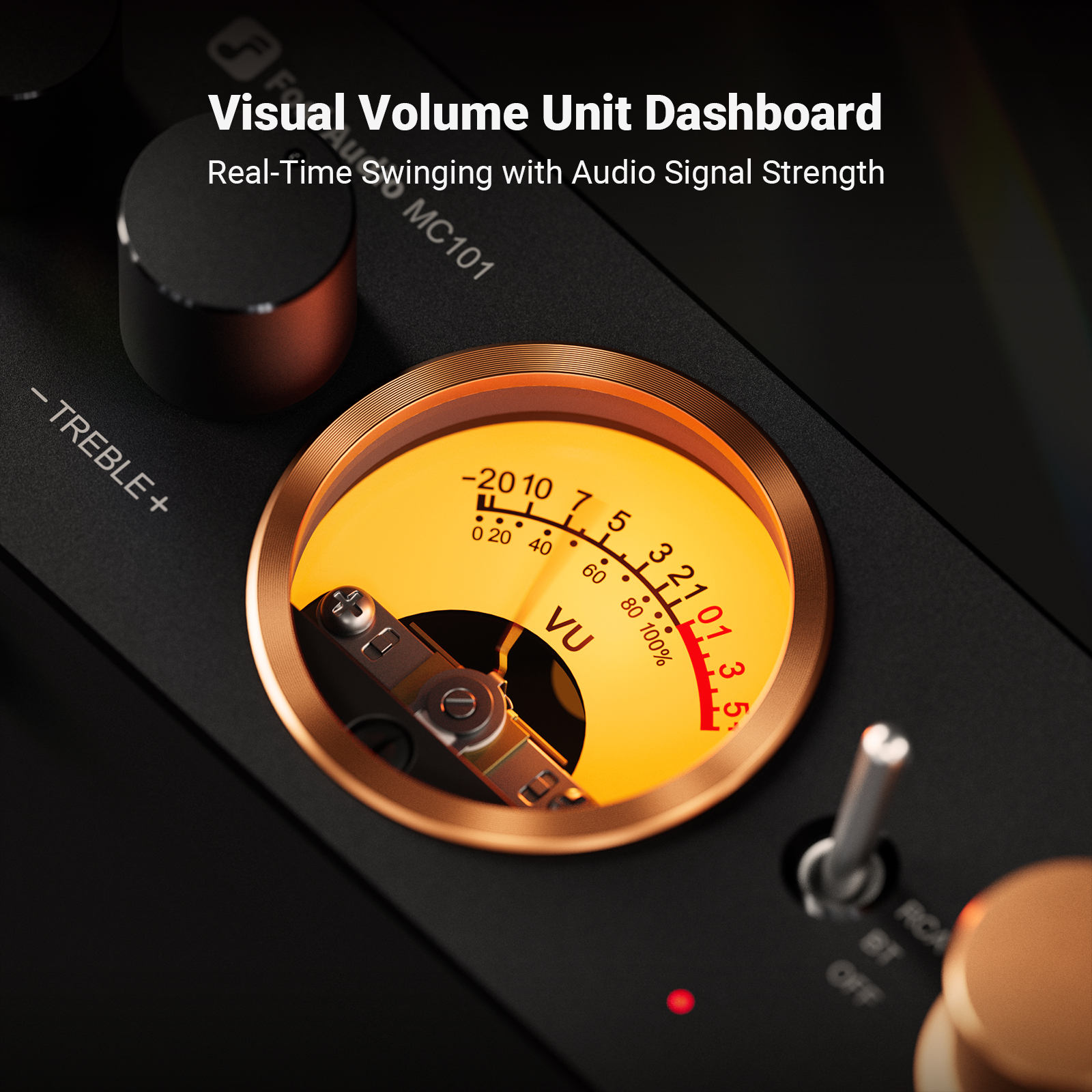 Fosi Audio MC101 Bluetooth Stereo Amplifier with VU Meter - View 2