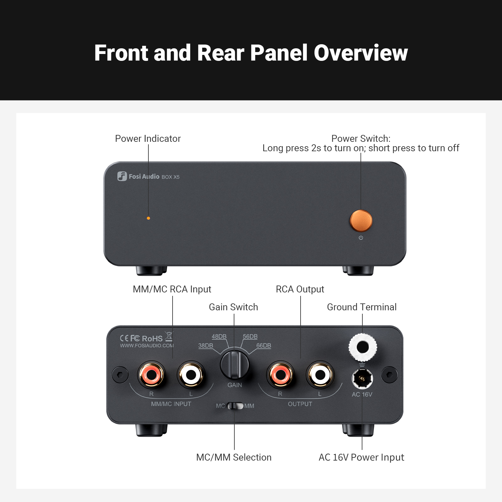 Fosi Audio Box X5 Phono Preamplifier - View 6