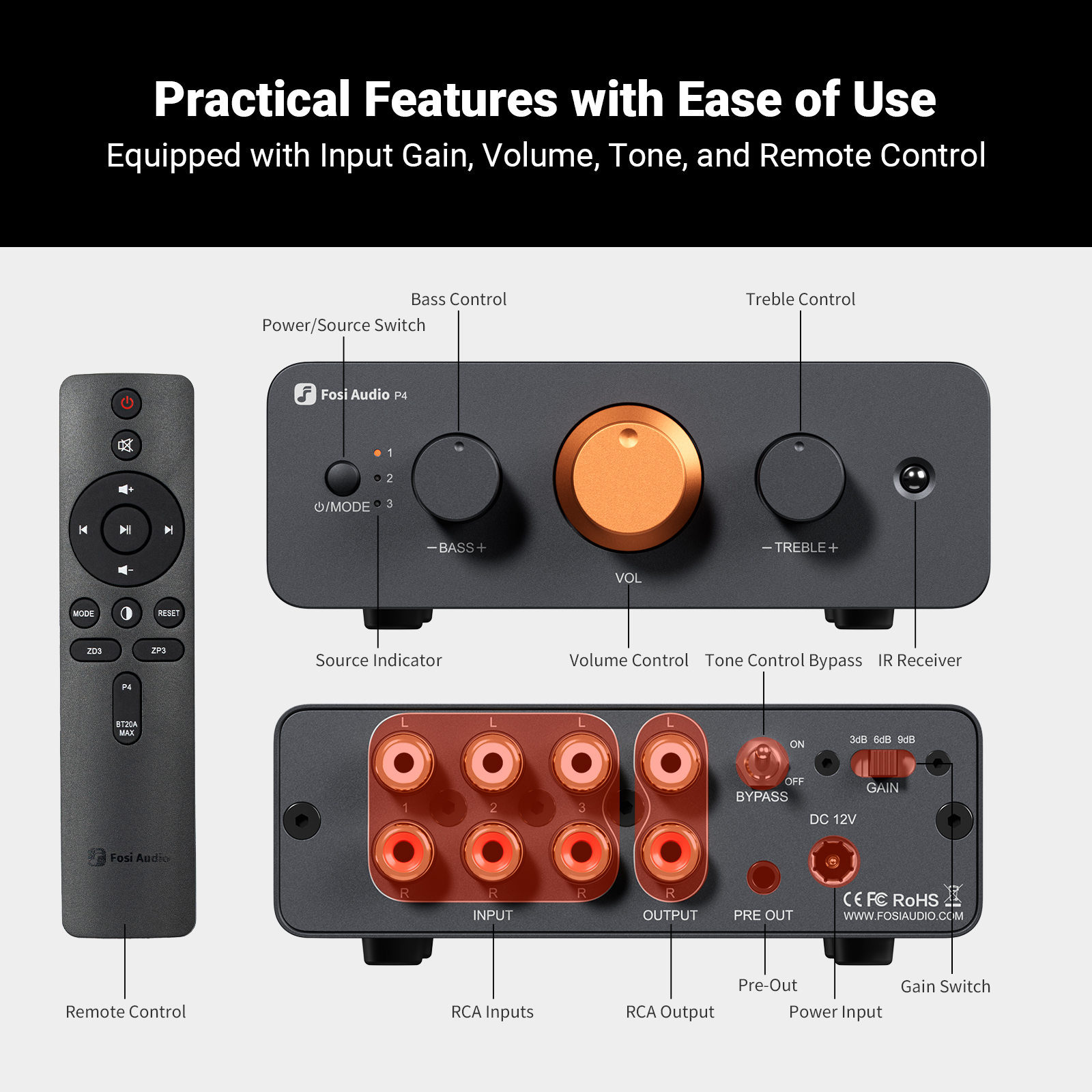 Fosi Audio P4 Mini Preamplifier - View 3
