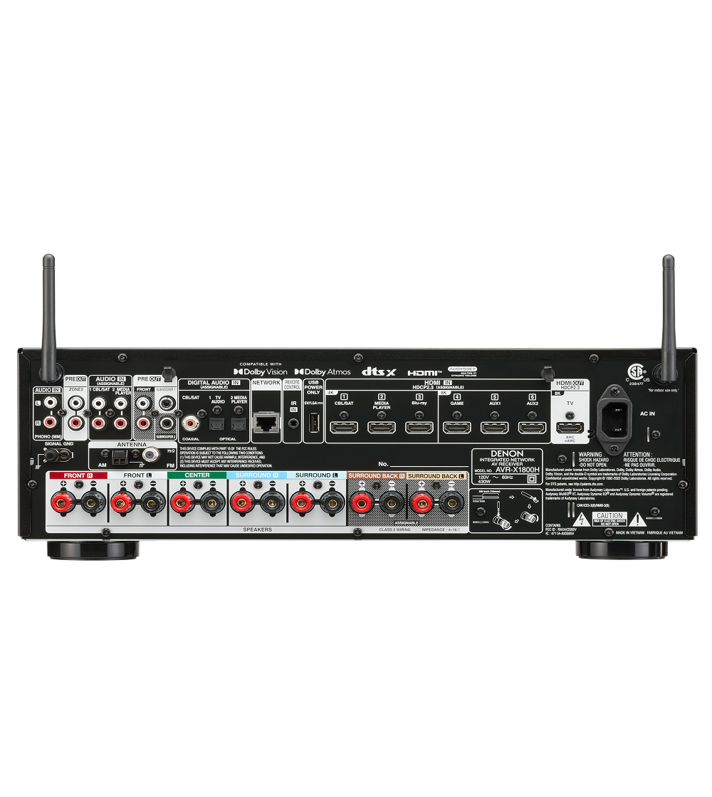 AVR-X1800H | 7.2 Ch. 80W 8K AV Receiver with HEOS® Built-in | PROFX