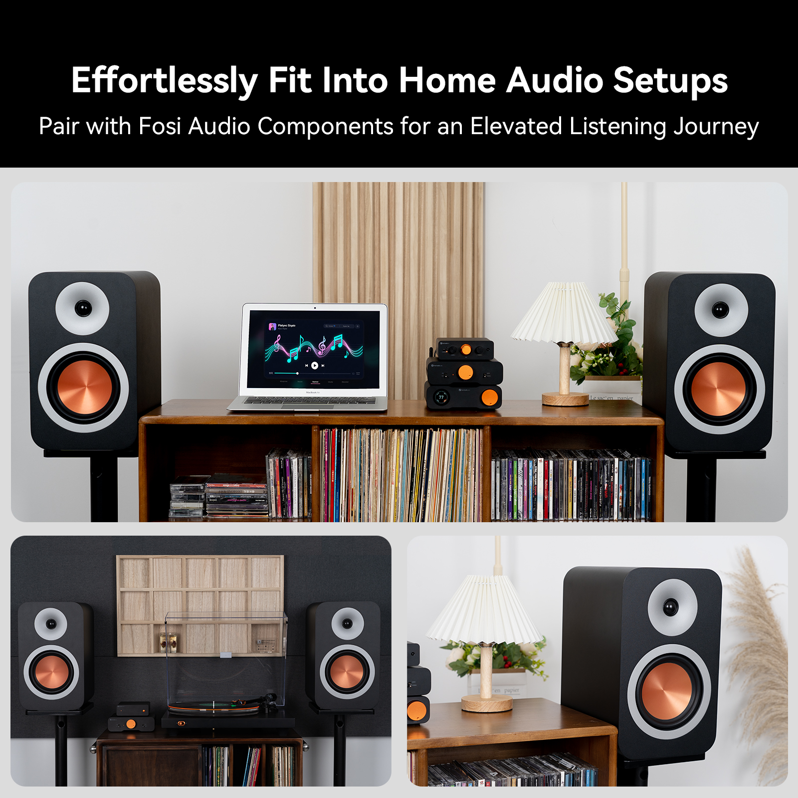 Fosi Audio SP601 Bookshelf Passive Speakers - View 1